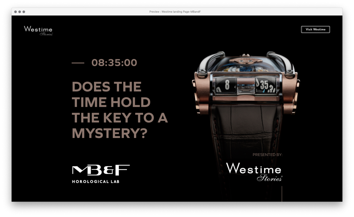 MB&F Westime Stories landing page