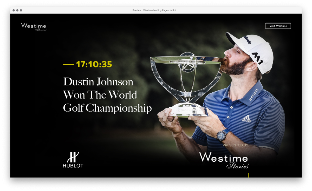 World Golf Champtionship Westime Stories landing page
