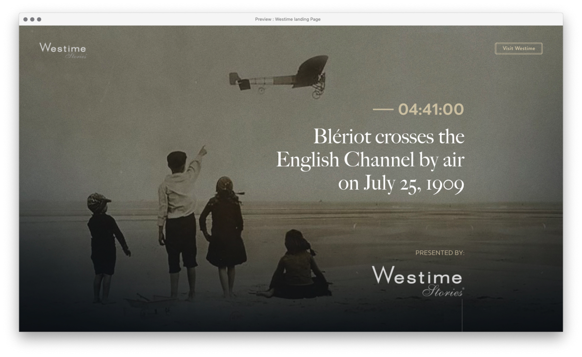 Bleriot Westime Stories landing page