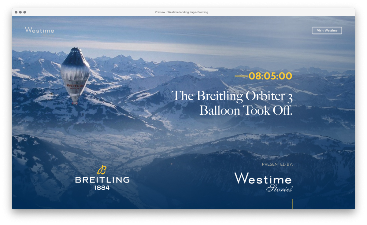 Breitling Westime Stories landing page