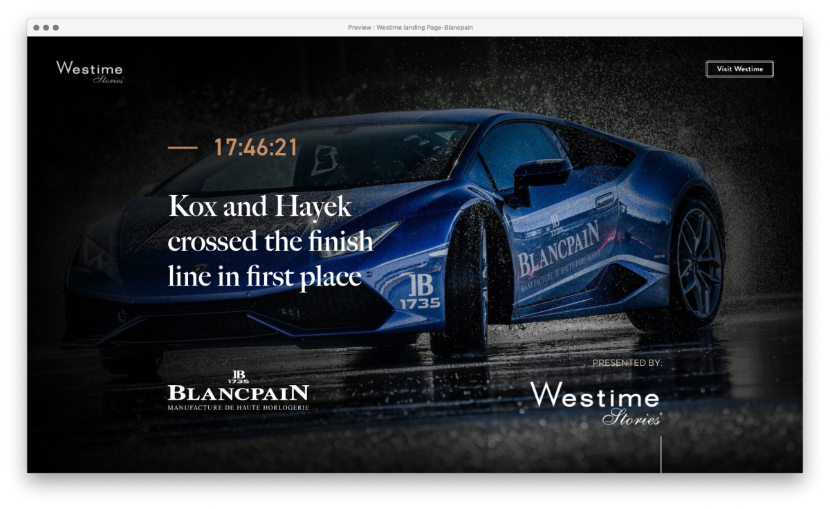 Blancpain Westime Stories landing page