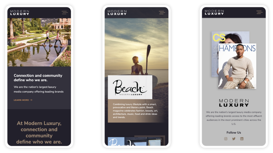 Modern Luxury mobile responsive web design