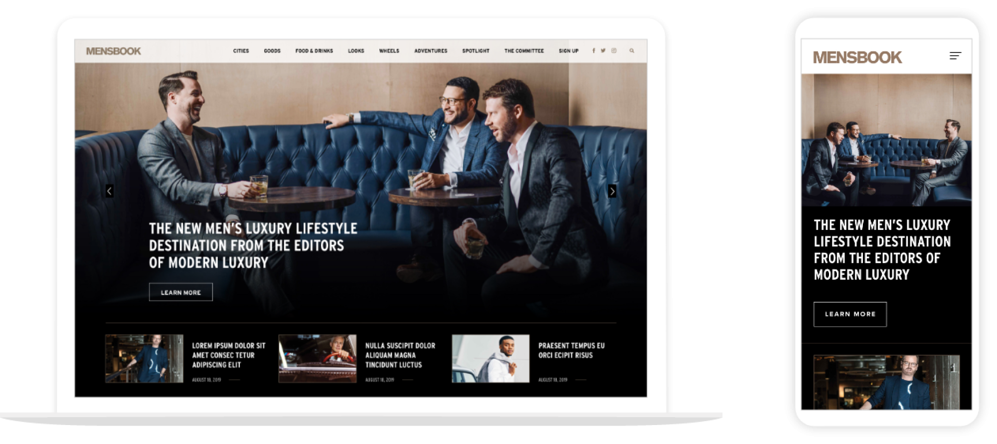 Modern Luxury the Mensbook web design