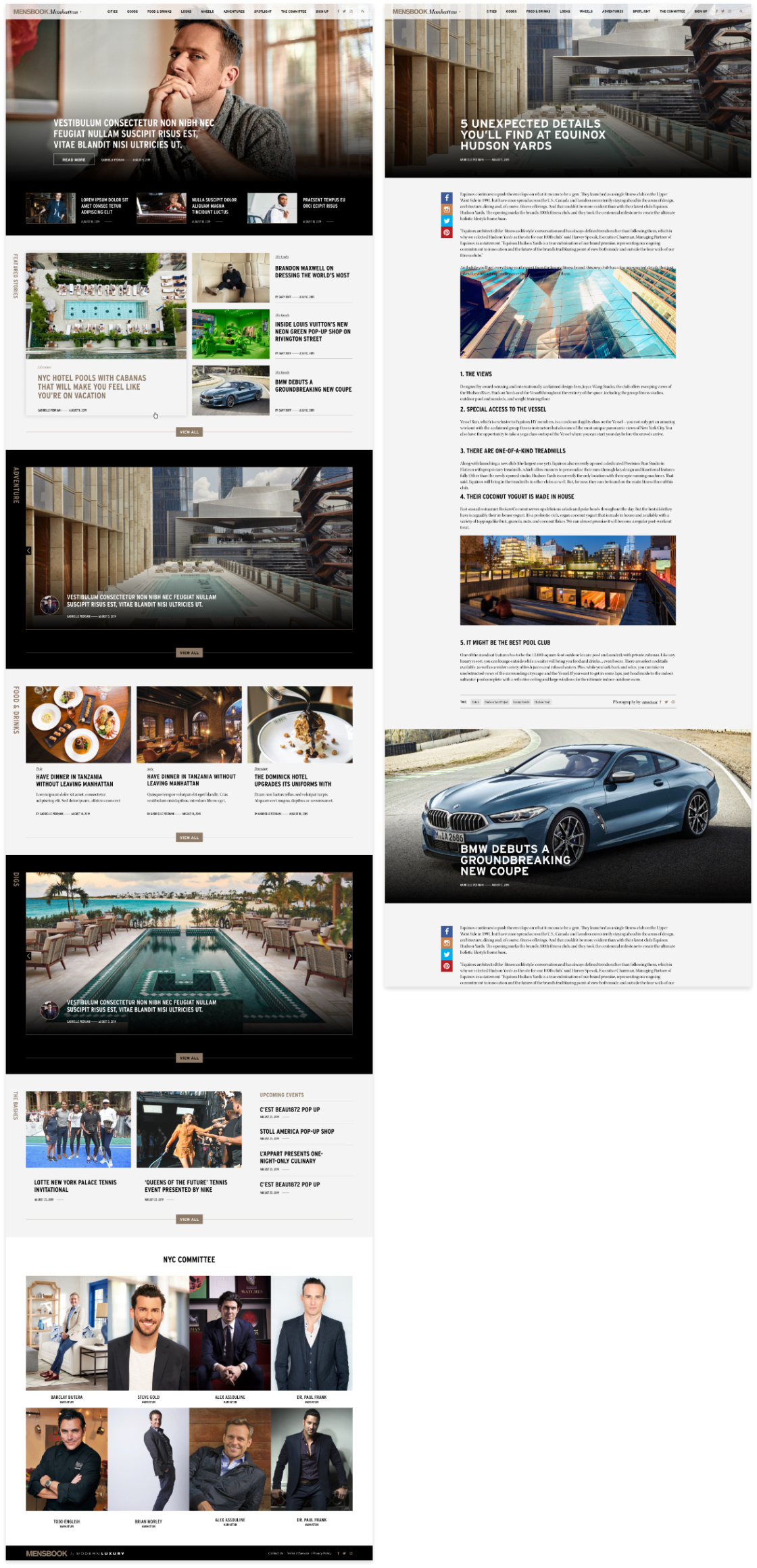 MensBook interior web page design