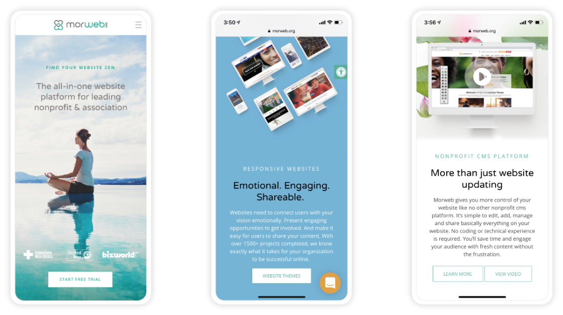 Morweb.org responsive web design on mobile