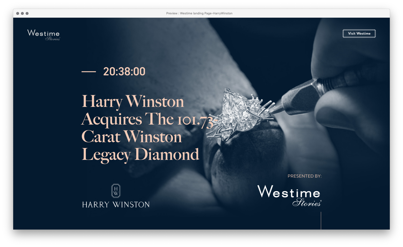 Harry Winston Westime Stories landing page