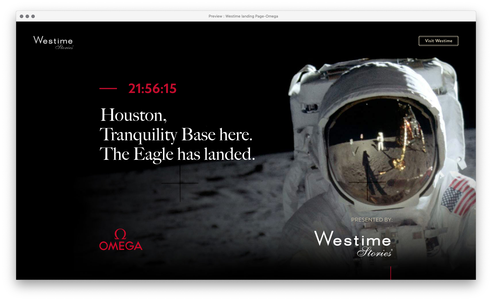 OMEGA Westime Stories landing page