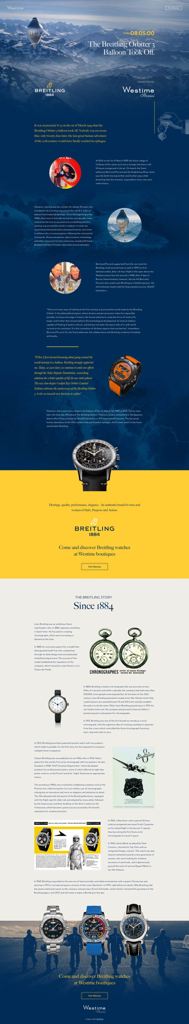 Westime Stories landing page design 2