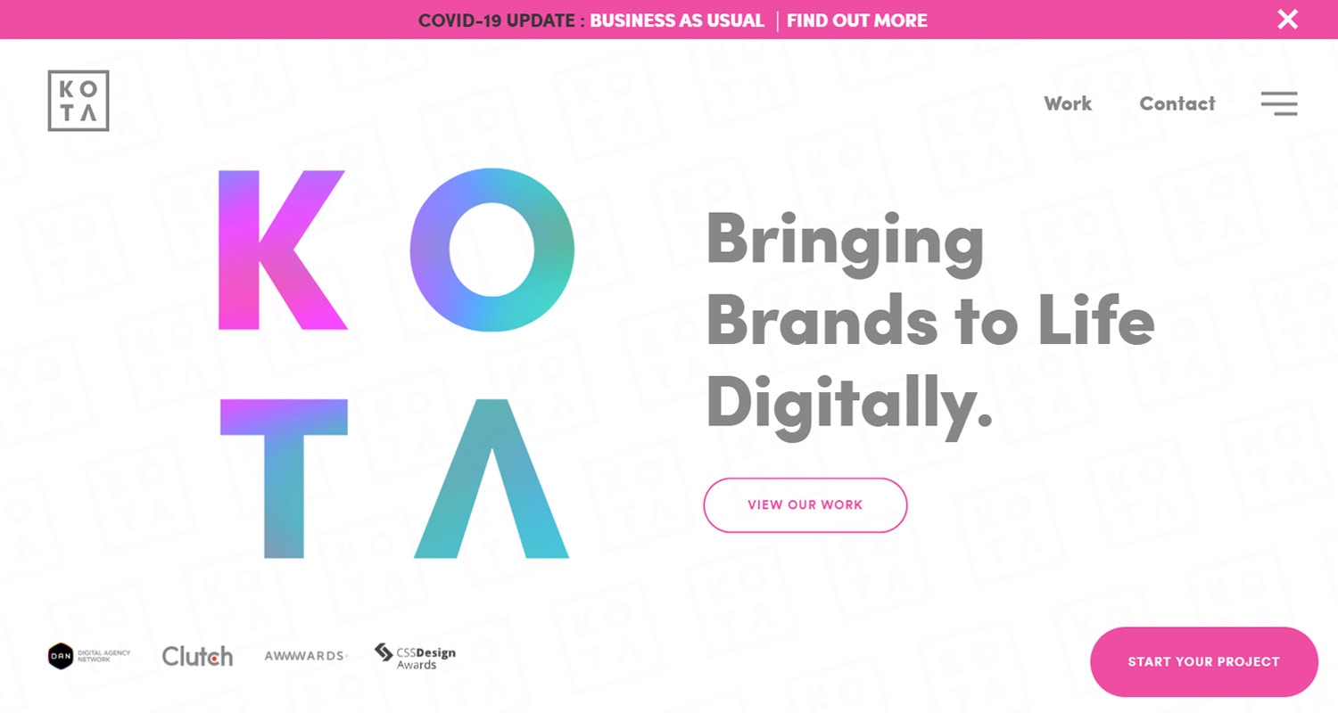 Best design agency website: KOTA