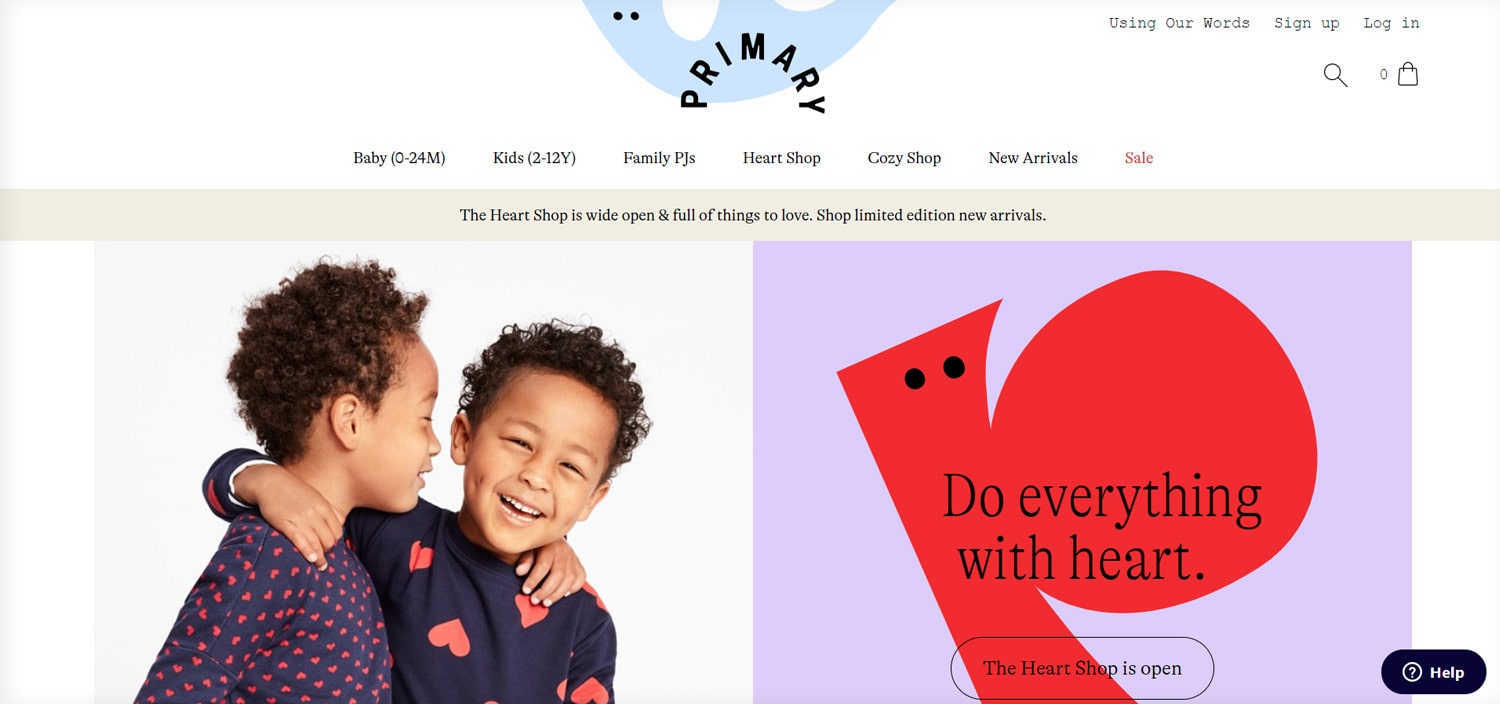 Best kids eCommerce website: Primary