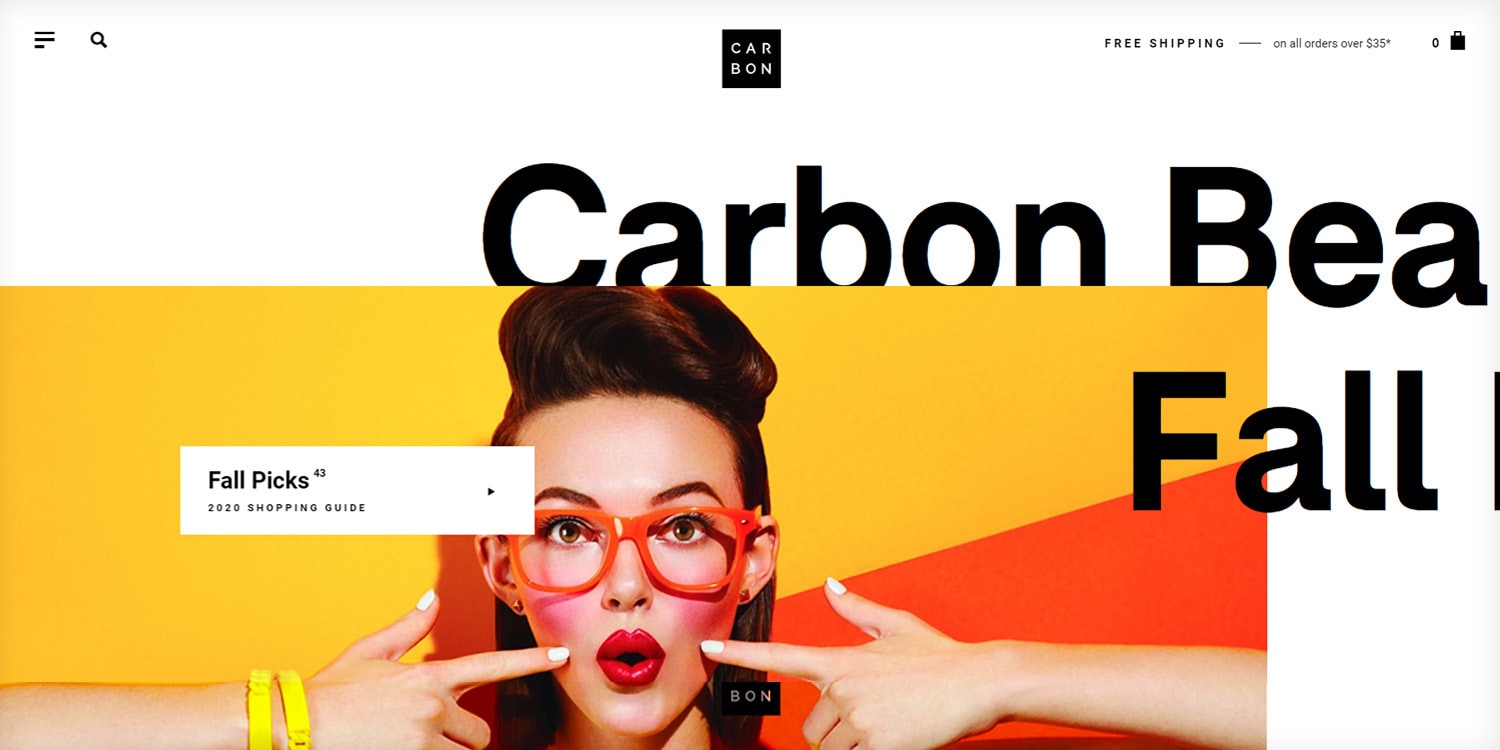 Best eCommerce beauty web design: Carbon Beauty