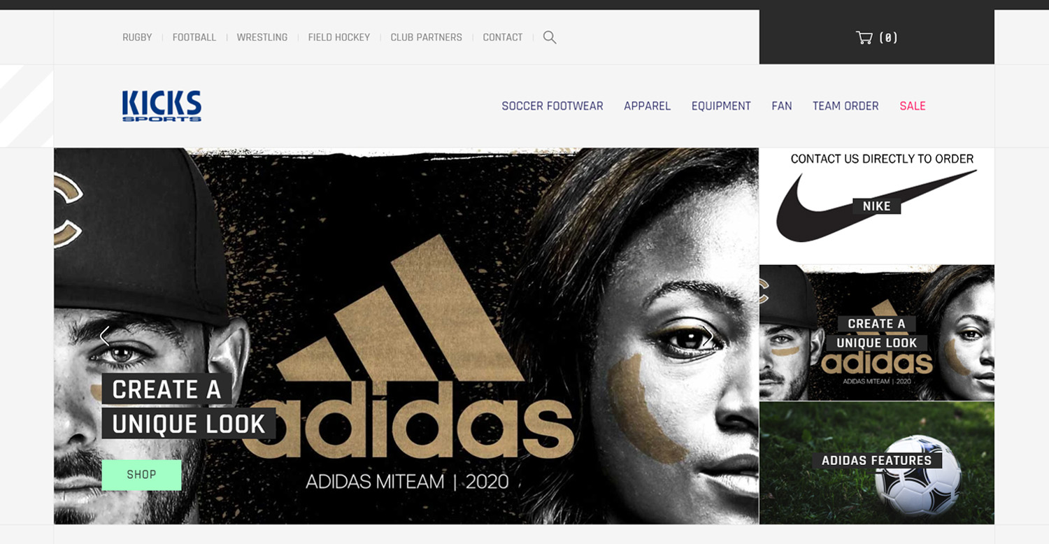 Best eCommerce sports web design: Kicks Sports