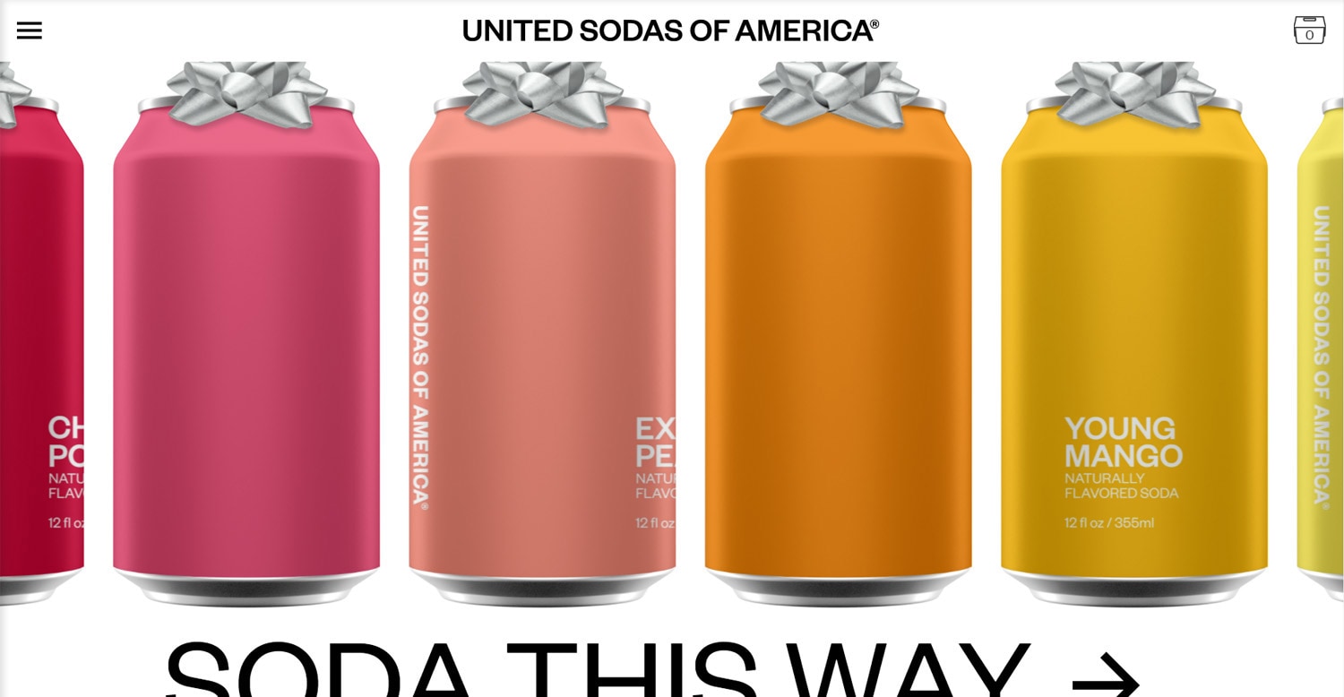 Best food & drink eCommerce web design: United Sodas of America
