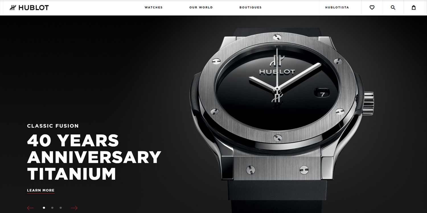 Best eCommerce watches web design: Hublot