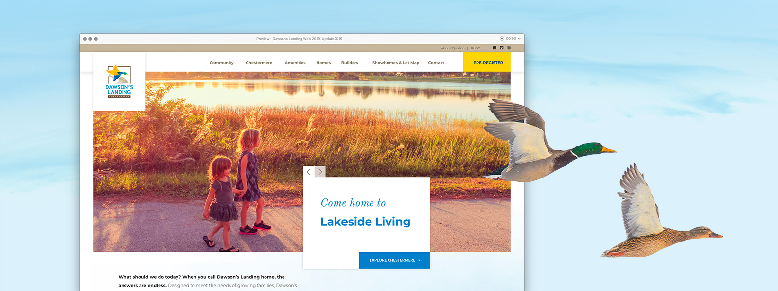 Dawson's Landing website homepage design