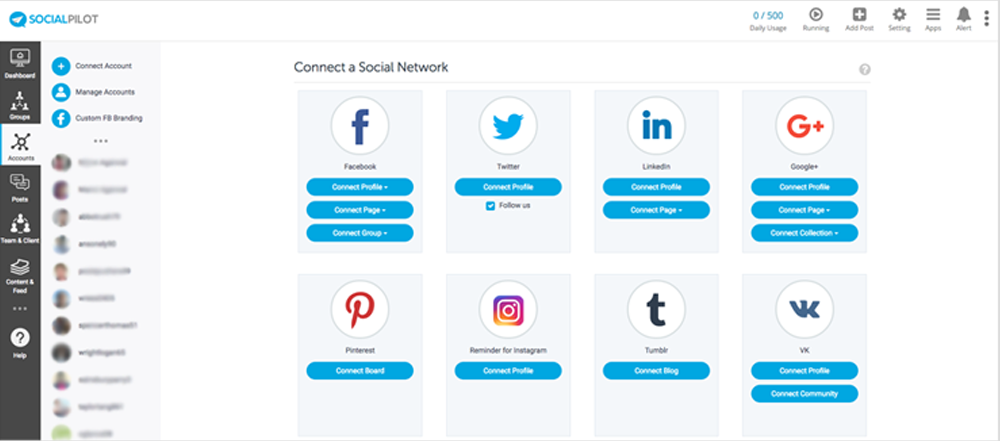 SocialPilot social media scheduler interface
