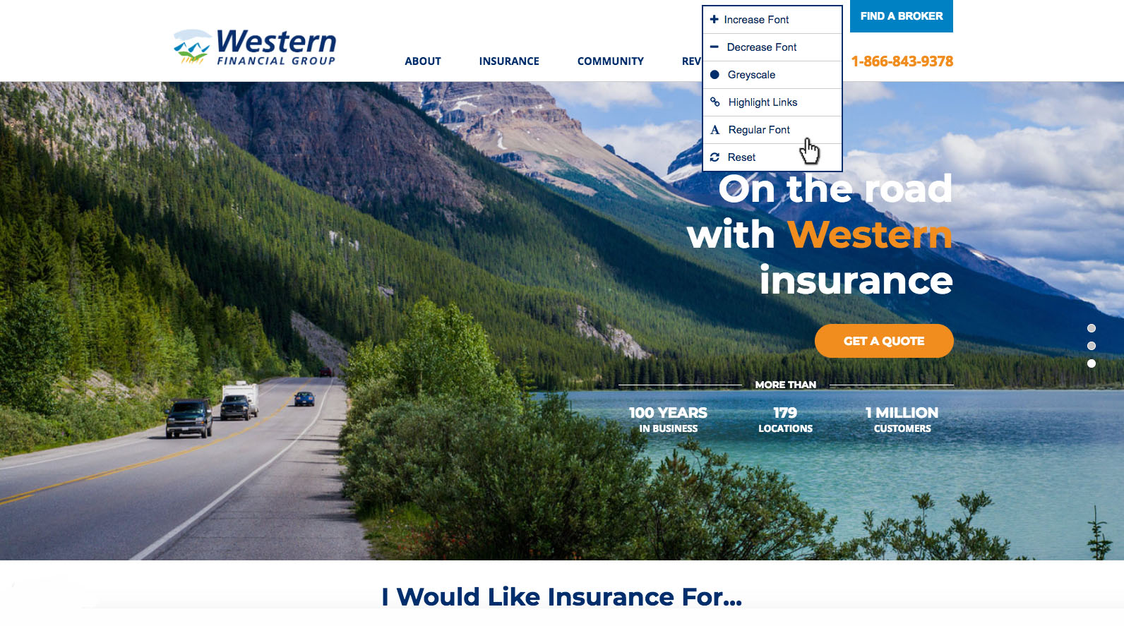 Western Financial Group website accessibility widget